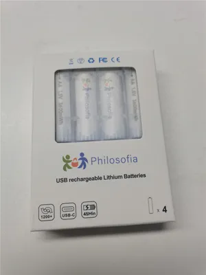 Produktbild von 4X USB-AA Li-Ionen Akkus 3600mWh 1.5V inkl. 4er Typ-C Kabel Schnellladung in nur 45 Min. + Premium Akkubox in Originalverpackung