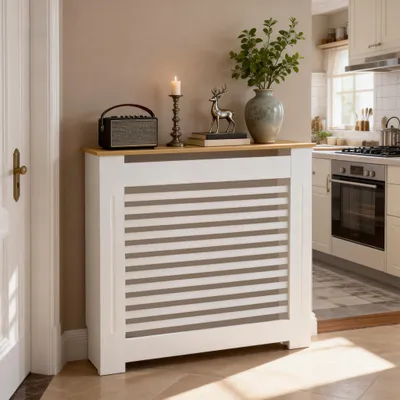Zdjęcie produktu dla Elegancka obudowa grzejnika wykonana z MDF w kolorze białym