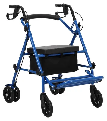 Produktbild von Rollator Gehwagen für Senioren - 3002D1 - Geländetauglich - Faltbar - Aluminium - Mit Sitz und Rückenlehne - Höhenverstellbar