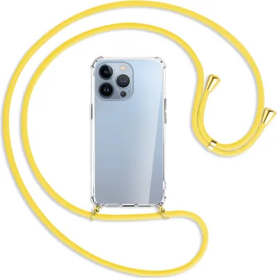 Produktbild von Handykette Backcover-Schutzhülle mit Band (Metall goldfarben) für Apple iPhone 13 Pro - gelb