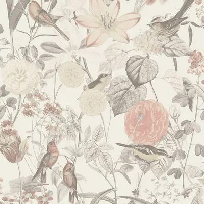 Produktbild von Profhome 372762-GU Blumen Tapete Floral matt grau rosa orange 5,33 m2