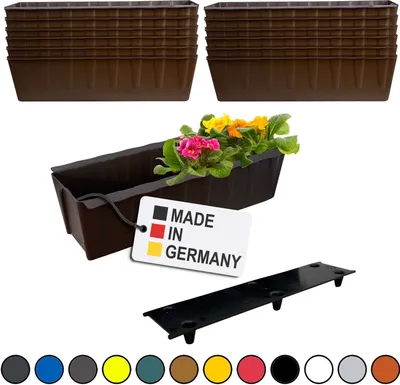 Produktbild von BURI 12 Euro-Paletten Blumenkästen-Einsätze inkl. Bewässerungsmatte | 37,3cm Braun | Pflanzkasten für Europalette Palette | Balkonkasten | Blumentopf | aus stabilen Kunststoff |  Germany