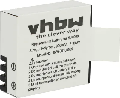 Produktbild von vhbw Akku kompatibel mit Akaso Brave V50X, 4, 4 Pro, 6 Plus, 6 Videokamera Camcorder (900 mAh, 3,7 V, Li-Polymer)