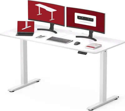 Produktbild von SANODESK Basic 140 x 60 cm elektrischer Lifttisch mit einstellbarer Tischhöhe, elektrischer, bidirektionaler Teleskoptisch mit Memory-Steuerung und Antikollisionstechnik (Weiß)