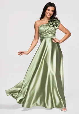 Produktbild von LARICA Abendkleid Maxi Asymmetrisch Glamour LA-OM-DLR362 sage M