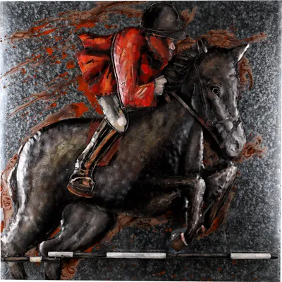 Produktbild von Wandbild Metallbild 3d-Effekt Horse 100x100x8cm Relief Unikat handgefertigt