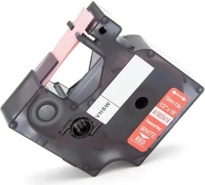 Produktbild von vhbw Schriftband-Kassette kompatibel mit Dymo RhinoPro 6000, 5000, 3000, ILP 219 Etiketten-Drucker 5,5m x 12mm Weiß auf Rot, Vinyl