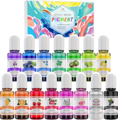 Image de Peintures pigmentées pour résine époxy, 15 couleurs, 10 ml par couleur, pour la création artistique avec résine, projets de bricolage