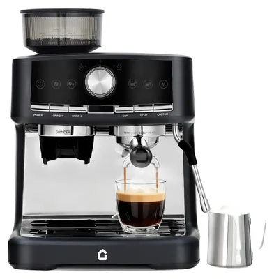 Obrázek produktu pro Espresso stroj, 20barová pumpa, mlýnek s 30 nastaveními, černý