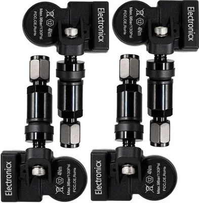 Produktbild von Famanu TPMS Bandenspannungsensoren Set - 4 Stück mit Metallventil, 433MHz