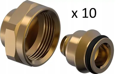 Immagine prodotto di Raccordo a compressione Vario 16 x 1,8/2,0 x 3/4 per collettore circuito di riscaldamento e tubo PEX, anello di collegamento per riscaldamento a pavimento (1065284) 10 pezzi