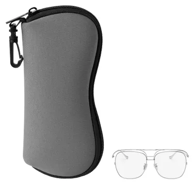 Produktbild von kwmobile Brillenetui aus Neopren in Grau - weiche Tasche für Brille oder Sonnenbrille - Etui Case mit Karabiner zum Anhängen