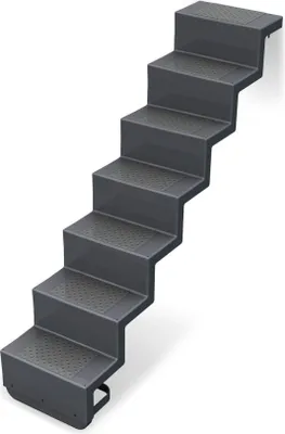 Produktbild von Treppe ELEGANZ 80 Randbefestigung 6-stufig für Universal-Einbau aus Polyester, Farbe:Granit