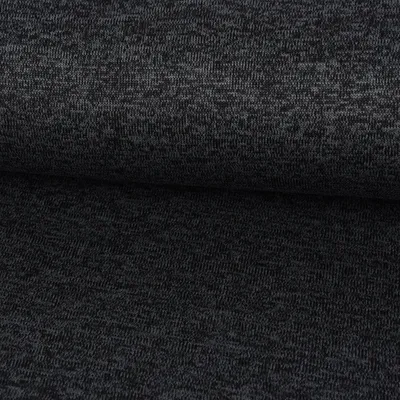 Produktbild von Sweatstoff Meterware Stricksweat schwarz grau meliert 1,55m