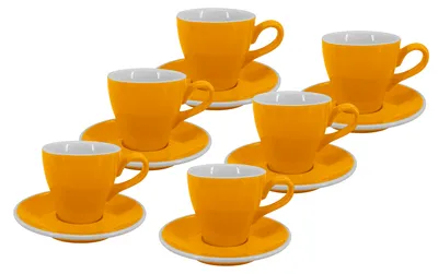 Produktbild von 6er Set - Lungo Tasse und Untertasse Milano, 150 ml, gelb