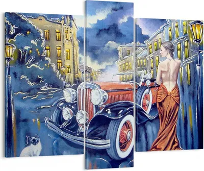 Produktbild von Bild auf Leinwand - Leinwandbild - frau retro stil - 95x80cm - Wand Bild - Wanddeko - Wandbilder - Leinwanddruck - Bilder - Kunstdruck - Wanddekoration - Leinwand bilder - Wandkunst - CB95x80-3450