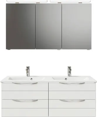Produktbild von Pelipal Badmöbel-Set Sunline 300 BxHxT 132 x 200 x 48 cm Frontfarbe weiß hochglanz mit Waschtisch Mineralmarmor