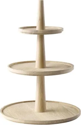 Produktbild von APS 14014 Etagère VALO, 3-stufig, Ø 17/25/30 cm, Höhe 42 cm, Antirutschfüße, Eichenholz (geölt)