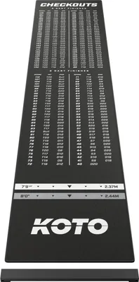 Produktbild von KOTO - Dartteppich Mit Oche Checkout Dartmatte Schwarz 285 x 60 cm, Score Indikator, Rutschfeste Dartmatte