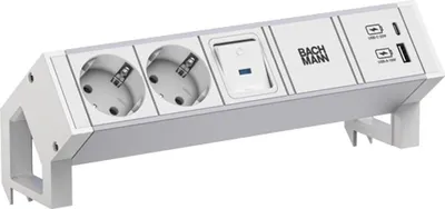 Image de Bachmann Desk2 Alu White 2Xcee7/3 1Xinterrupteur 1Xusb A/C 22W 0,2M