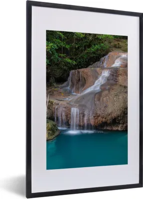 Produktbild von MuchoWow® Gerahmtes Poster Wasserfall - Felsen - Landschaft 40x60 cm - Poster mit Schwarzem Bilderrahmen Wandposter Rahmen Foto Bilder - Poster in Rahmen