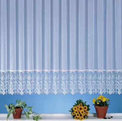 Produktbild von heimtexland ® Makramee Sockel Stores Gardinen Wunschmaß weiß Kräuselband Vorhang Macramée Borte Typ516 HxB 245x450 cm für Fensterbreite 140-180 cm