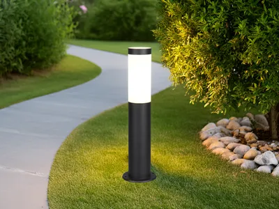 Produktbild von Moderne LED Sockelleuchte Außenleuchte Wegbeleuchtung Edelstahl Schwarz, H: 45cm