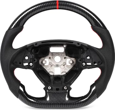 Image de Volant Hydro Dip style fibre de carbone, cuir perforé avec coutures rouges, remplacement pour C7 2014-2019