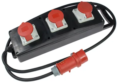 Produktbild von as-Schwabe Stromverteiler Steckdosenleiste CEE auf 3x CEE 400V 16A IP44