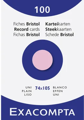 Produktbild von Packung mit 100 Stück Karteikarten ungelocht, DIN A7 74x105mm, 205g, blanko Rosa