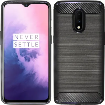 Obrázek produktu pro cofi1453® Silikonové pouzdro Carbon kompatibilní s OnePlus 7 Soft TPU Case Pouzdro na mobilní telefon Kryt Ochranný kryt Black