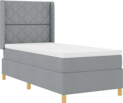 Image de vidaXL Lit boxspring avec matelas gris clair 140 x 200 cm Tissu
