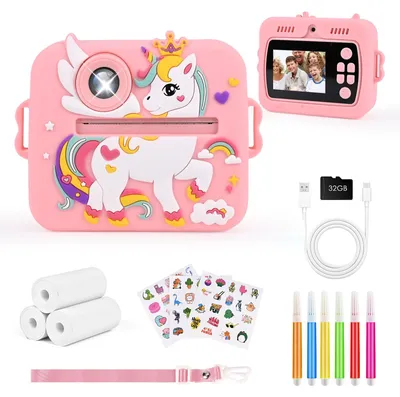 Immagine prodotto di Fotocamera per bambini Fotocamera istantanea - 1080p HD - Scheda da 32 GB - 3 rotoli di carta fotografica