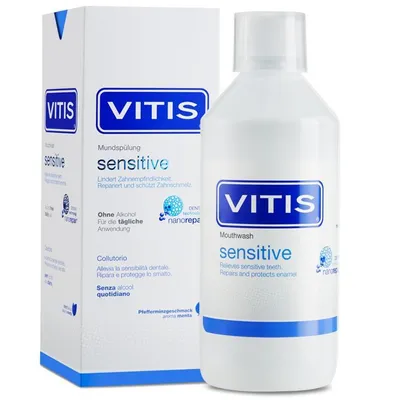 Image de Bain de bouche VITIS Sensitive – Pour dents sensibles – À l'hydroxyapatite – Protection de l'émail dentaire – 500 ml