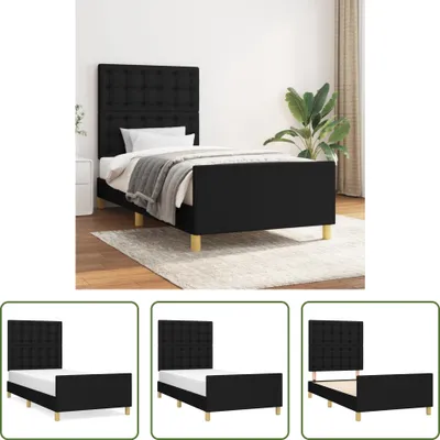 Produktbild von The Living Store Bettgestell mit Kopfteil Schwarz 100x200 cm Stoff