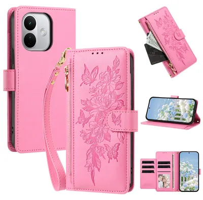 Image de Étui pour Xiaomi Redmi Note 17 Pro 5G, en cuir PU, type portefeuille, avec compartiments, support pour cartes et dragonne, couleur rose