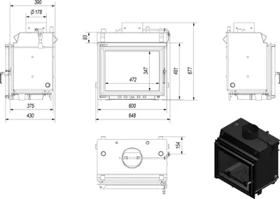 Produktbild von Wasserführender Kamineinsatz KRATKI MAJA 8 kW Ø 180