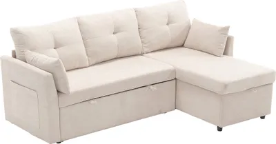 Produktbild von Modulares Sofa mit umkehrbarem Chaiselongue und Stauraumsitzen L-förmige Sektionssofa modulare Couch Beige