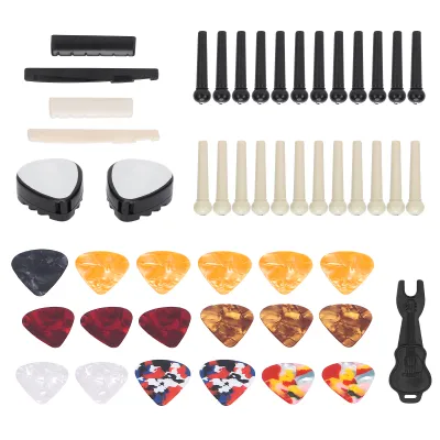 Obrázok produktu pre Sada gitarového príslušenstva,Gitarový mostík,Celuloidové trsátka,Gitarové sedlo,Odstraňovač gitarových nechtov,Náhradné gitarové diely