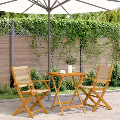 Produktbild von Maison Exclusive - 3-tlg. Bistro-Set Beige Polypropylen und Massivholz