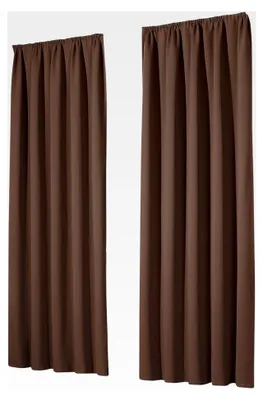 Produktbild von Thermovorhang Verdunklungsvorhänge 2er Set Kräuselband Deko Gardine isolierend Kälteschutz Sonnenschutz Fensterdeko Schoko Dunkelbraun HxB 245x135 cm