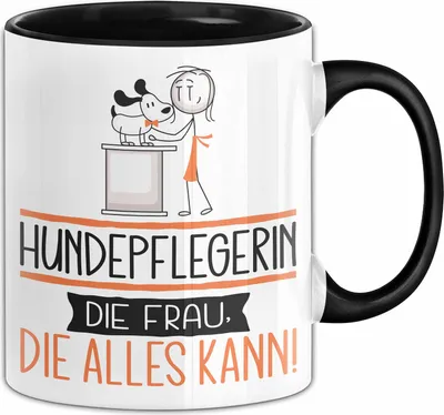 Produktbild von Hundepflegerin Geschenk Tasse Becher Die Frau Die Allen Kann Geschenkidee für eine Hundepflegerin Lustig (Schwarz)
