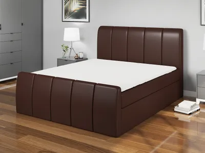Produktbild von Boxspringbett TEO 160x200 mit 2 Bettkästen, Bonell-Matratze und Topper. Farbe: Braun