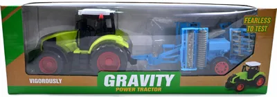 Produktbild von Traktor mit Sämaschine Grün - Landwirtschaftliches Fahrzeug mit Anhänger - Bauernhof Spielzeug