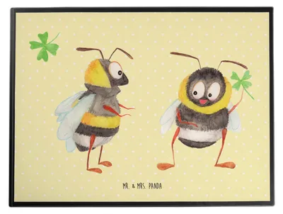 Produktbild von Mr. & Mrs. Panda Schreibunterlage Hummeln Kleeblatt - Gelb Pastell - Geschenk, Hummel, tischmatte, schreibtischunterlagen, glücklich Werden, schreibtischunterlage, Biene
