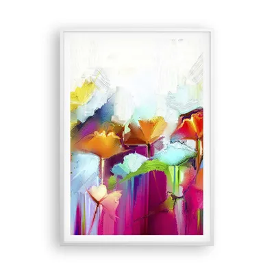 Produktbild von Gerahmtes Poster - Weißer Rahmen - Blumen Wiese Sommer - 70x100 cm - Wand Bild - Wanddeko - Wandbilder - Kunstposter - Wandposter - Bilderrahmen - Bilder - Kunstdruck - Wandbild - P2WPA70x100-4095