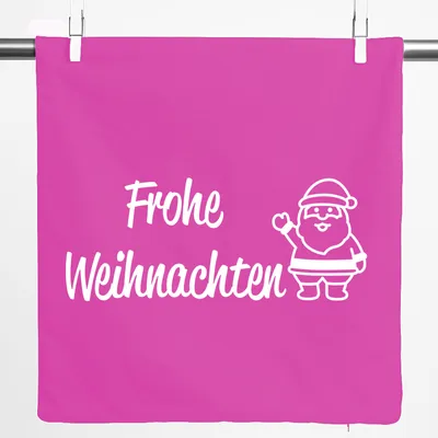 Produktbild von Huuraa Kissenbezug Frohe Weihnachten Weihnachtsmann 40x40cm Fuchsia Baumwolle Dekokissenbezug Geschenkidee
