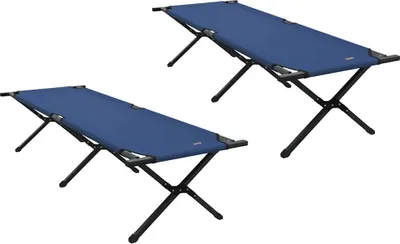 Image de vidaXL Lit pliant pour camping, 2 pièces, bleu, 193 x 69 x 45 cm