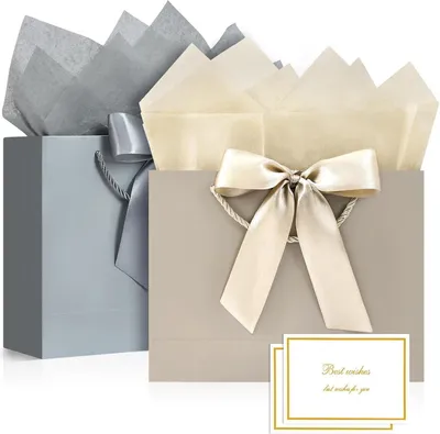 Image de BBLIKE Pochettes cadeaux Mariage Anniversaire Fête Grey+Gold