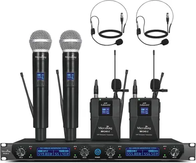 Immagine prodotto di Sistema di microfoni wireless - Kit di microfoni wireless - Kit di microfoni UHF - Kit di microfoni per karaoke